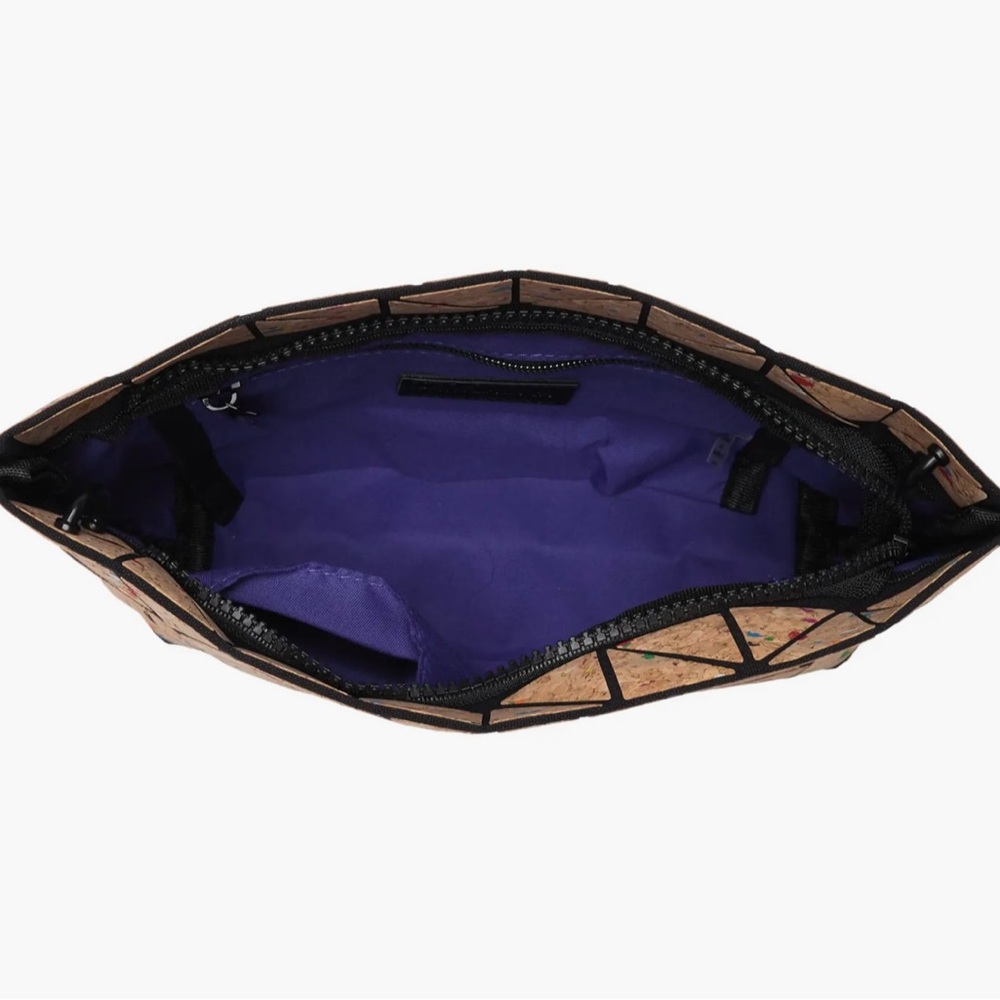Patrizia Luca Cork Clutch with Black Geometric Design. Slanted triangle NWT - Picture 11 of 11